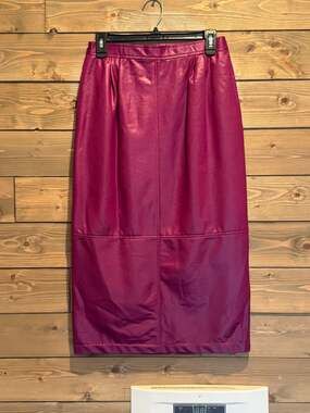 Vintage Jo Hardin Womens Leather Skirt Hot Pink Fuschia Long Pencil Size 8
